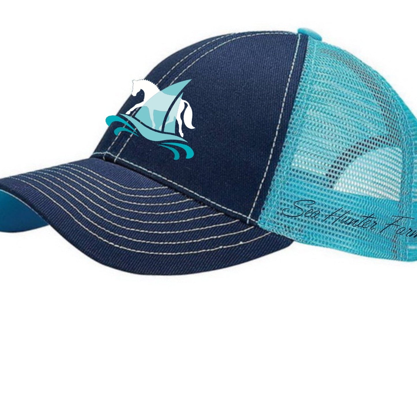 Equestrian Team Apparel Navy/Teal Sea Hunter Farm Trucker Cap equestrian team apparel online tack store mobile tack store custom farm apparel custom show stable clothing equestrian lifestyle horse show clothing riding clothes horses equestrian tack store