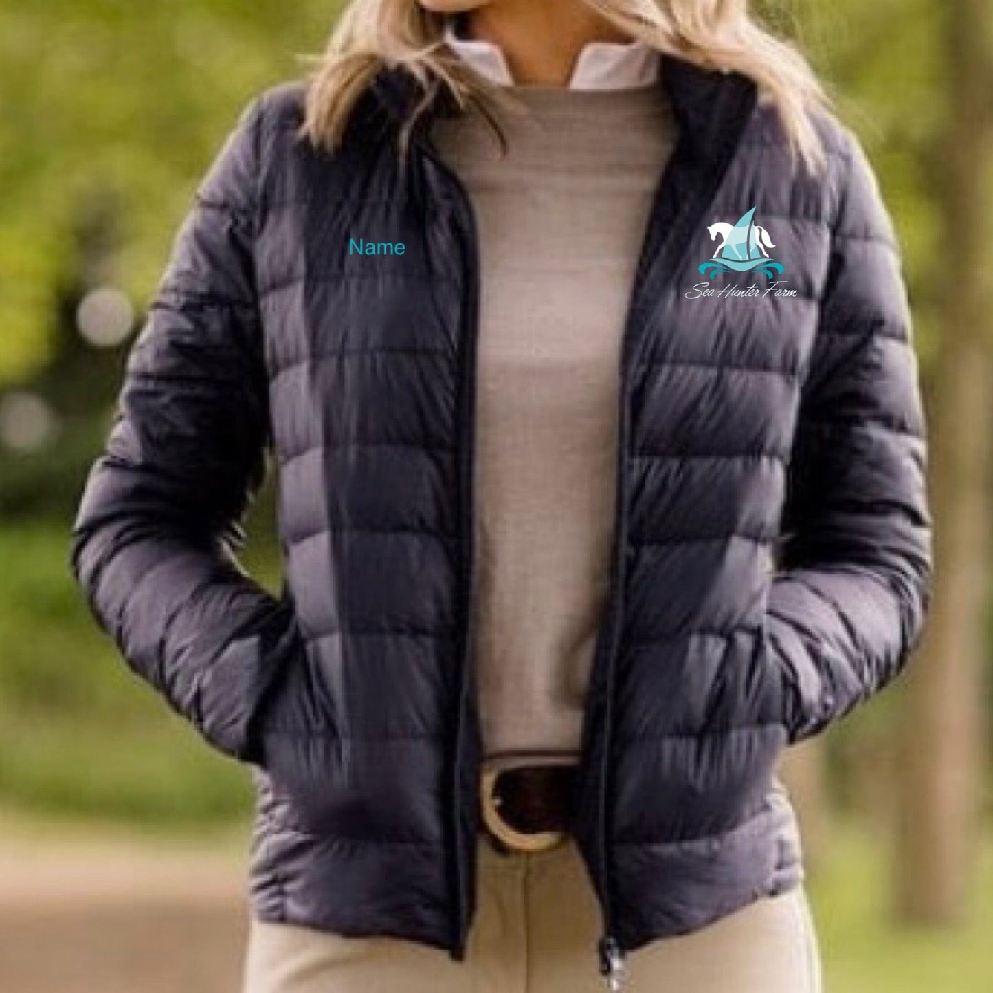 Equestrian Team Apparel Sea Hunter Farm- Puffy Jacket or Vest equestrian team apparel online tack store mobile tack store custom farm apparel custom show stable clothing equestrian lifestyle horse show clothing riding clothes horses equestrian tack store