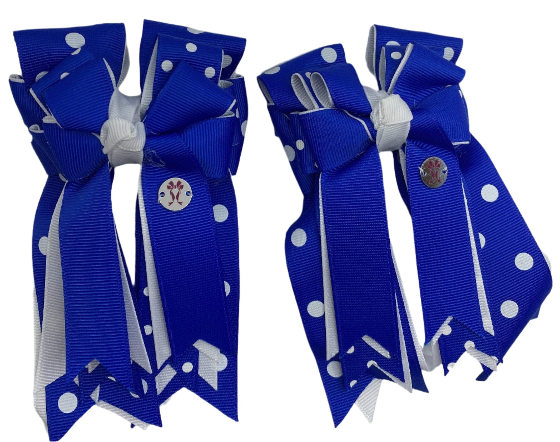 Ponytail Bows Online 3" Tails PonyTail Bows- Polka Dot (Royal) equestrian team apparel online tack store mobile tack store custom farm apparel custom show stable clothing equestrian lifestyle horse show clothing riding clothes PonyTail Bows- Polka Dot (Royal) horses equestrian tack store