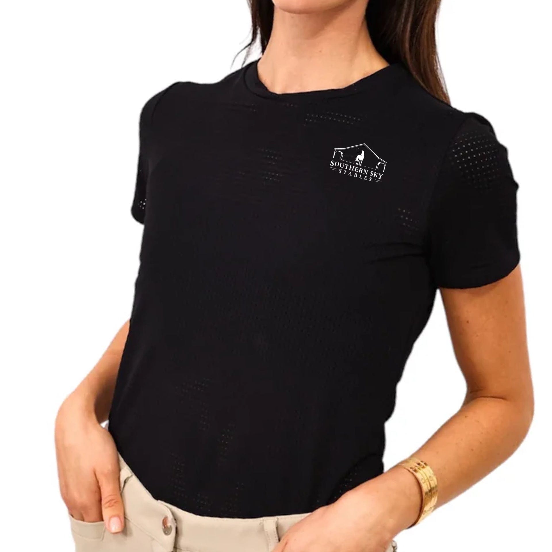 Equestrian Team Apparel Southern Sky Stables - Perforated Crew Top equestrian team apparel online tack store mobile tack store custom farm apparel custom show stable clothing equestrian lifestyle horse show clothing riding clothes Southern Sky Stables - Perforated Crew Top horses equestrian tack store