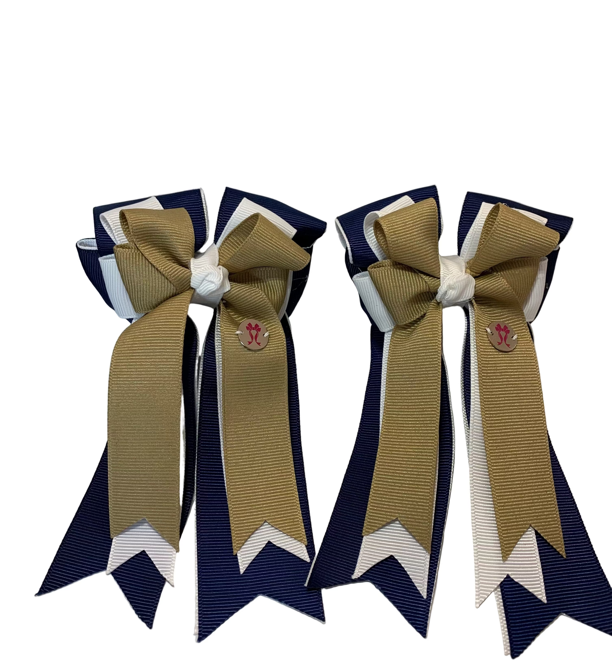 PonyTail Bows 3" Tails PonyTail Bows- Navy/Khaki equestrian team apparel online tack store mobile tack store custom farm apparel custom show stable clothing equestrian lifestyle horse show clothing riding clothes PonyTail Bows | Equestrian Hair Accessories horses equestrian tack store