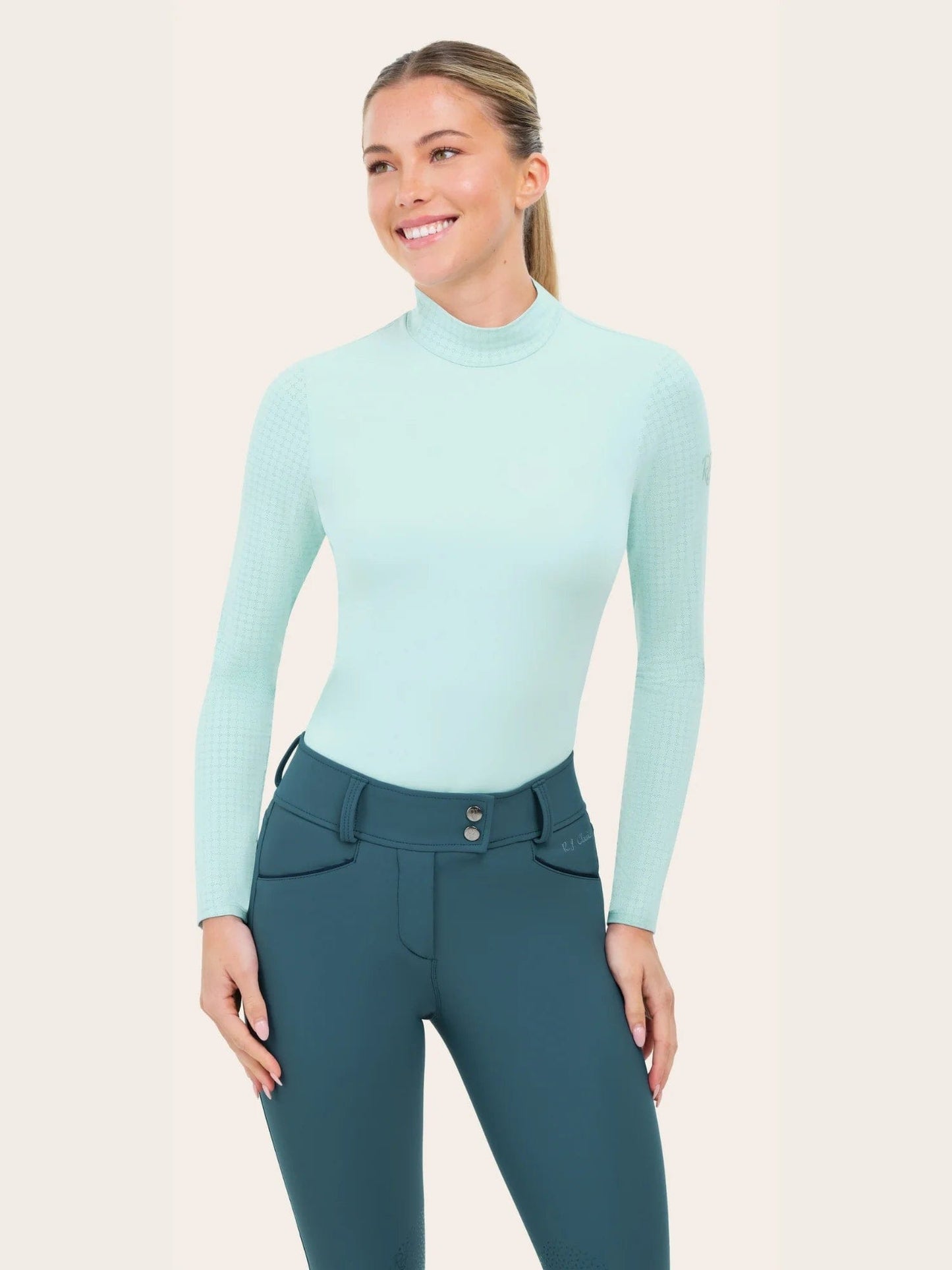 RJ Classics Sunshirt XXS / Ice Mist RJ Classics- Jemma Mock Neck Shirt equestrian team apparel online tack store mobile tack store custom farm apparel custom show stable clothing equestrian lifestyle horse show clothing riding clothes RJ Classics- Jemma Mock Neck Shirt horses equestrian tack store