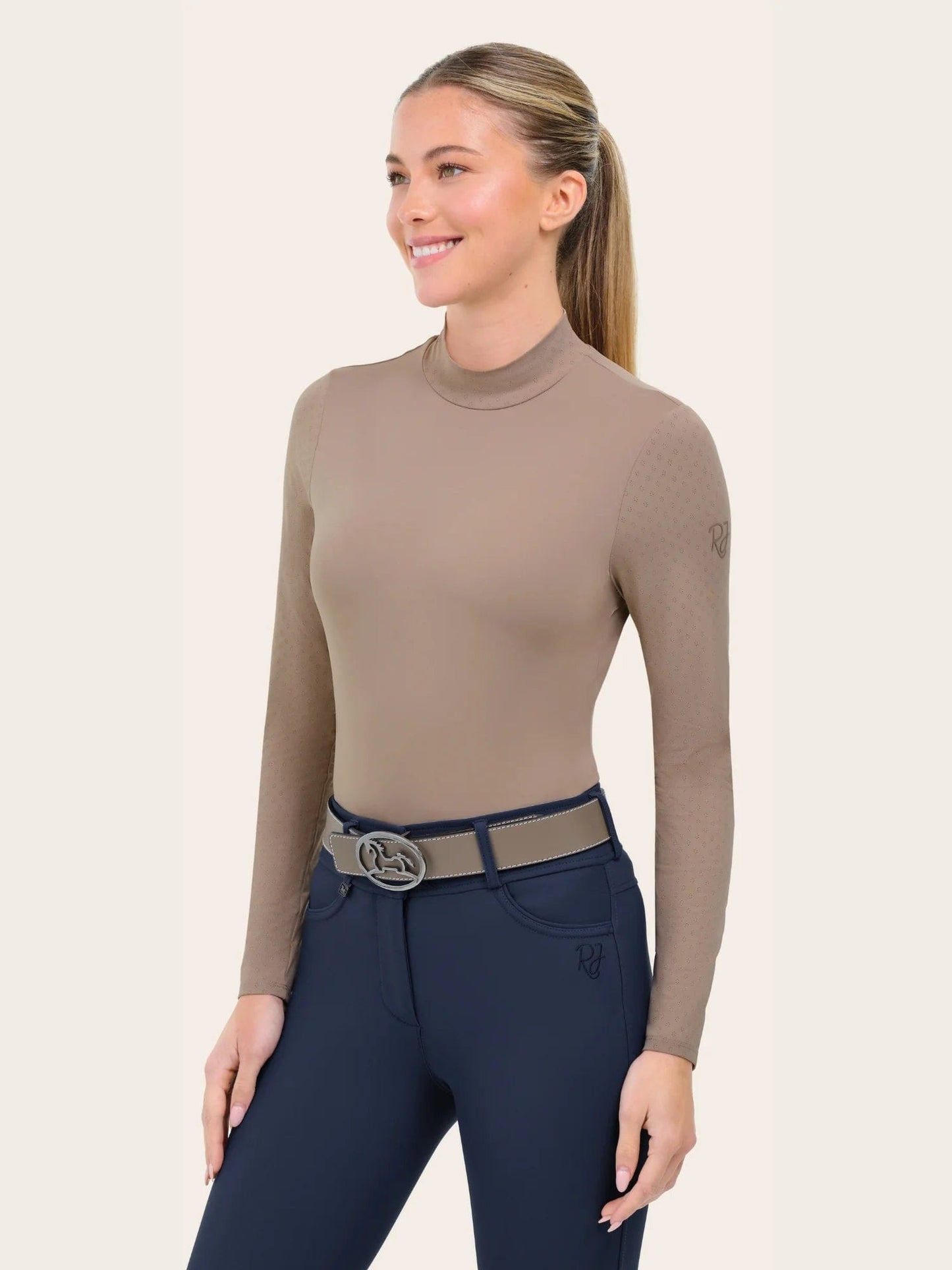 RJ Classics Sunshirt XXS / Truffle RJ Classics- Jemma Mock Neck Shirt equestrian team apparel online tack store mobile tack store custom farm apparel custom show stable clothing equestrian lifestyle horse show clothing riding clothes RJ Classics- Jemma Mock Neck Shirt horses equestrian tack store