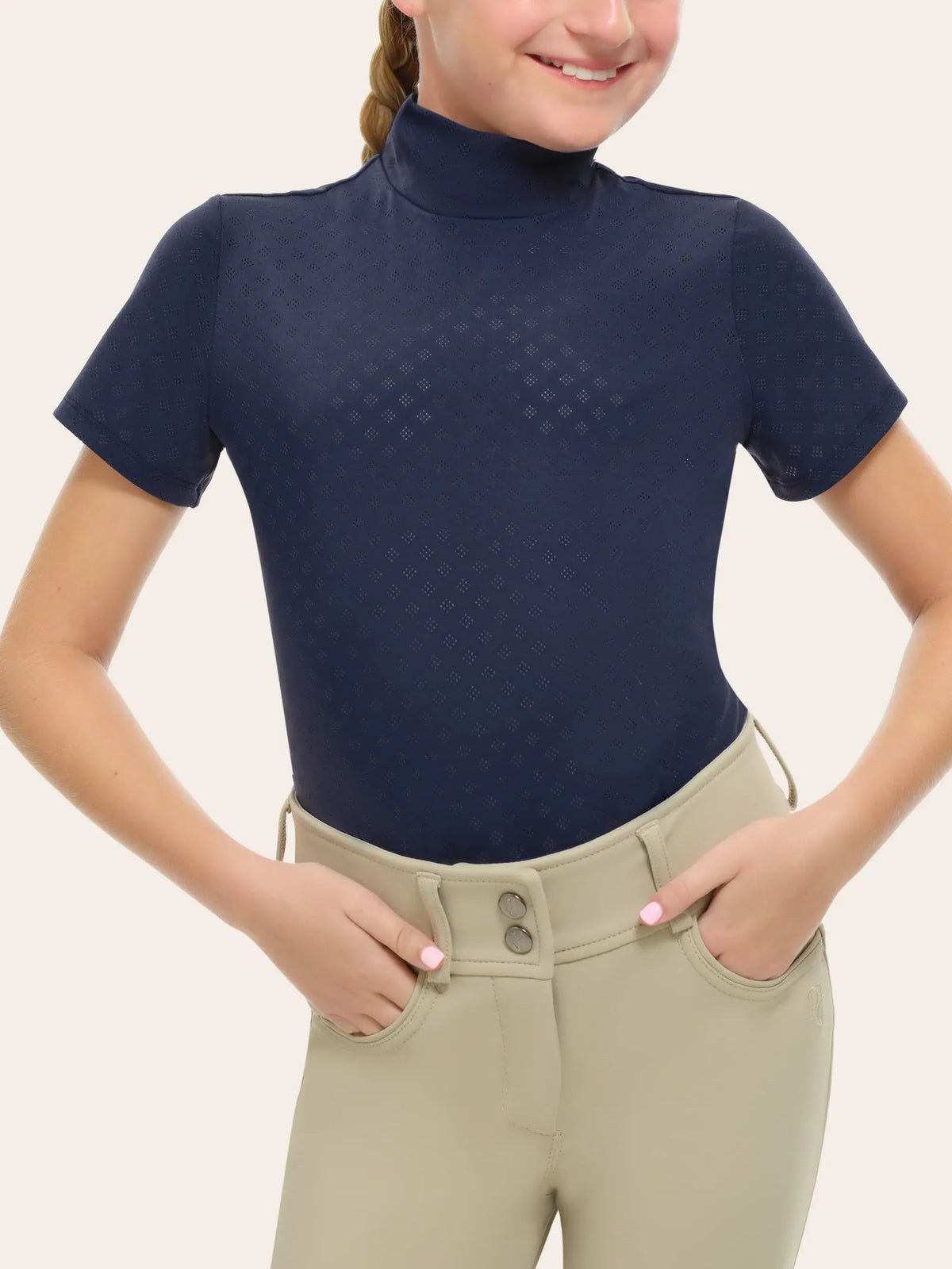 RJ Classics Youth Schooling Shirt S / Midnight RJ Classics- Jodi Jr Mock Neck equestrian team apparel online tack store mobile tack store custom farm apparel custom show stable clothing equestrian lifestyle horse show clothing riding clothes RJ Classics- Jodi Jr Mock Neck horses equestrian tack store