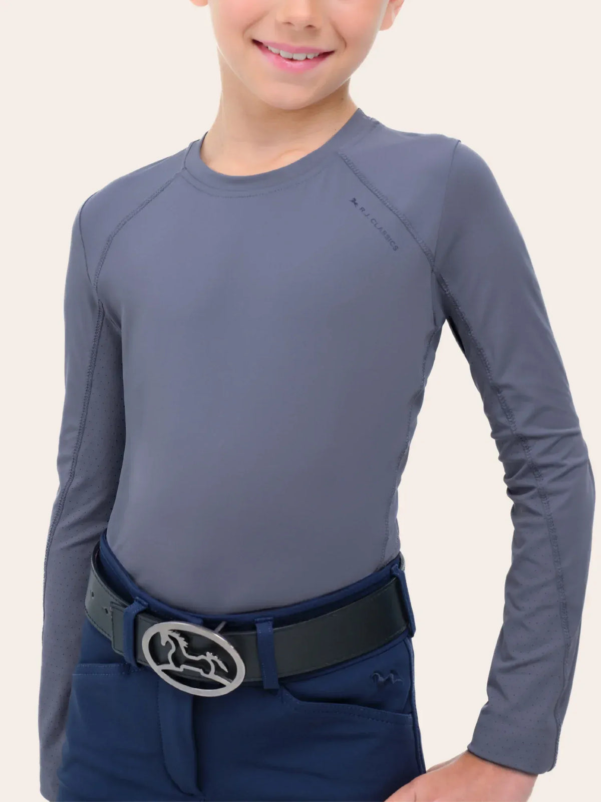 RJ Classics Youth Schooling Shirt XS / Blue Granite RJ Classics- Jordyn Jr Crew Neck equestrian team apparel online tack store mobile tack store custom farm apparel custom show stable clothing equestrian lifestyle horse show clothing riding clothes RJ Classics- Jordyn Jr Crew Neck horses equestrian tack store