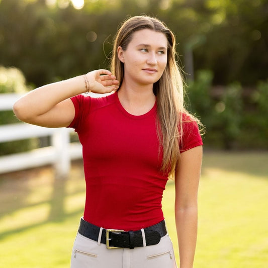 TKEQ Women's Casual Shirt TKEQ- Kennedy Seamless Short Sleeve Shirt 2.0 (Sour Cherry) equestrian team apparel online tack store mobile tack store custom farm apparel custom show stable clothing equestrian lifestyle horse show clothing riding clothes TKEQ- Kennedy Seamless Short Sleeve Shirt 2.0 (Sour Cherry) horses equestrian tack store