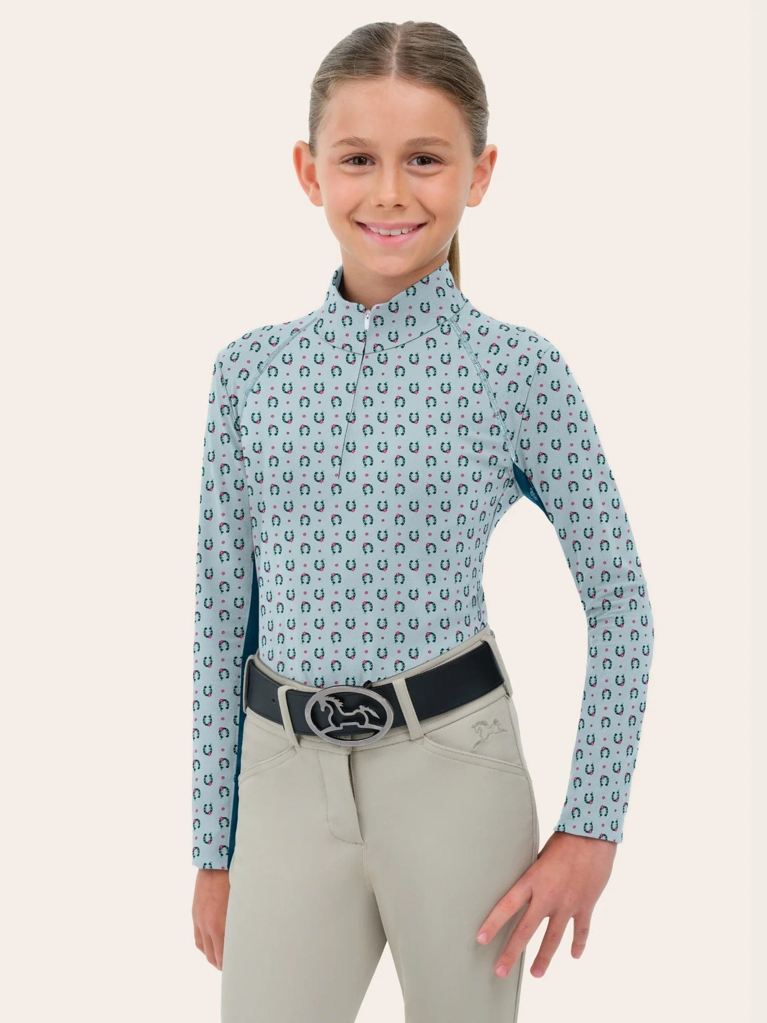 RJ Classics Training Shirt XS / Horseshoes (Light Blue) RJ Classics- Libby Jr Sun Shirt equestrian team apparel online tack store mobile tack store custom farm apparel custom show stable clothing equestrian lifestyle horse show clothing riding clothes RJ Classics- Libby Jr Sun Shirt horses equestrian tack store