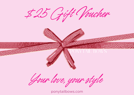 Ponytail Bows Online $25.00 PTB Gift Card - $25 equestrian team apparel online tack store mobile tack store custom farm apparel custom show stable clothing equestrian lifestyle horse show clothing riding clothes PTB Gift Card - $25 horses equestrian tack store