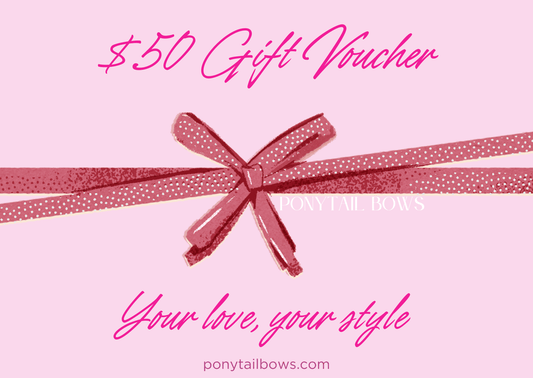 Ponytail Bows Online $50.00 PTB Gift Card - $50 equestrian team apparel online tack store mobile tack store custom farm apparel custom show stable clothing equestrian lifestyle horse show clothing riding clothes PTB Gift Card - $50 horses equestrian tack store