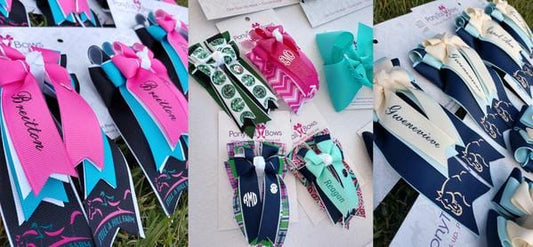 Ponytail Bows Online Custom Text Option - Bows & Bow Boxes equestrian team apparel online tack store mobile tack store custom farm apparel custom show stable clothing equestrian lifestyle horse show clothing riding clothes Custom Text Option - Bows & Bow Boxes horses equestrian tack store