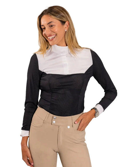 Equisite Elements of Style women's show shirt XS / Jet Black Equisiite- Pauline Snap Collar equestrian team apparel online tack store mobile tack store custom farm apparel custom show stable clothing equestrian lifestyle horse show clothing riding clothes Equisiite- Pauline Snap Collar horses equestrian tack store