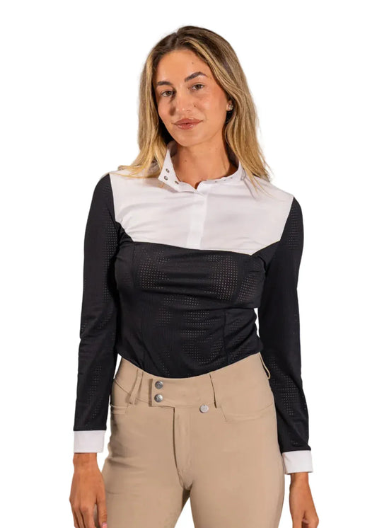 Equisite Elements of Style women's show shirt Equisiite- Pauline Snap Collar equestrian team apparel online tack store mobile tack store custom farm apparel custom show stable clothing equestrian lifestyle horse show clothing riding clothes Equisiite- Pauline Snap Collar horses equestrian tack store