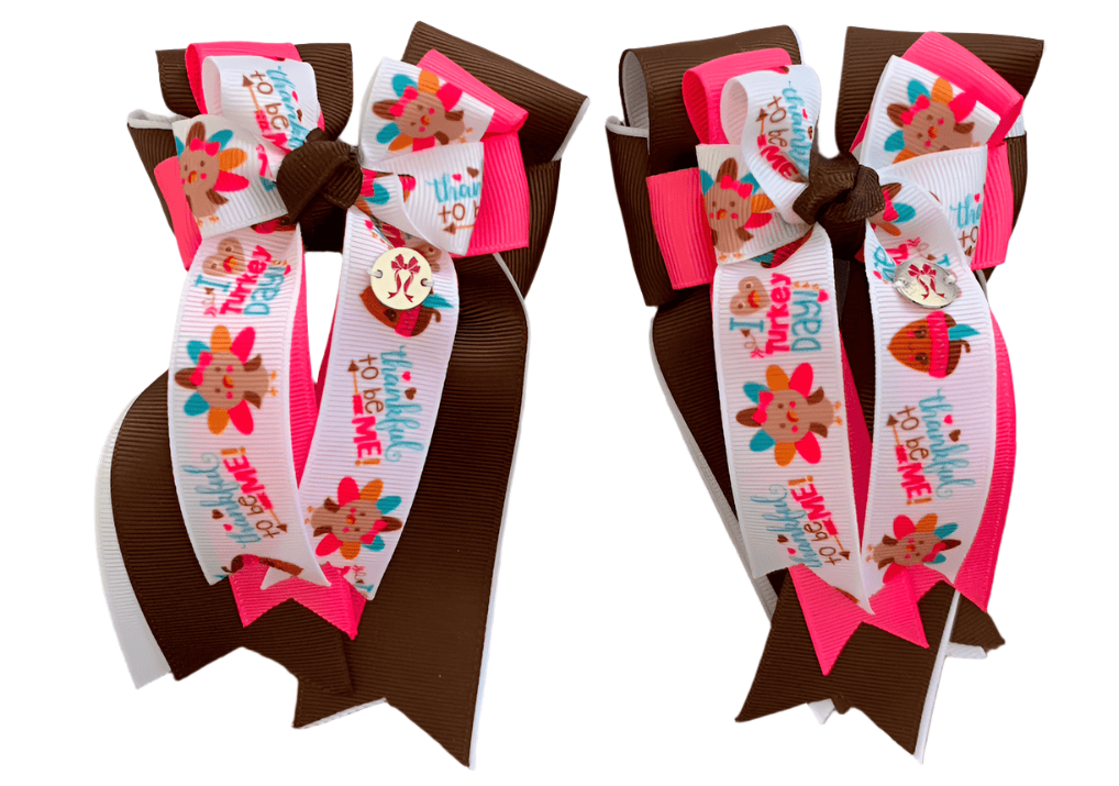 Ponytail Bows Online 3" Tails PonyTail Bows- Thanksgiving equestrian team apparel online tack store mobile tack store custom farm apparel custom show stable clothing equestrian lifestyle horse show clothing riding clothes PonyTail Bows- Thanksgiving horses equestrian tack store