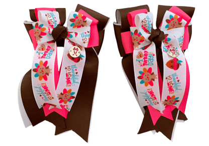 Ponytail Bows Online 3" Tails PonyTail Bows- Thanksgiving equestrian team apparel online tack store mobile tack store custom farm apparel custom show stable clothing equestrian lifestyle horse show clothing riding clothes PonyTail Bows- Thanksgiving horses equestrian tack store