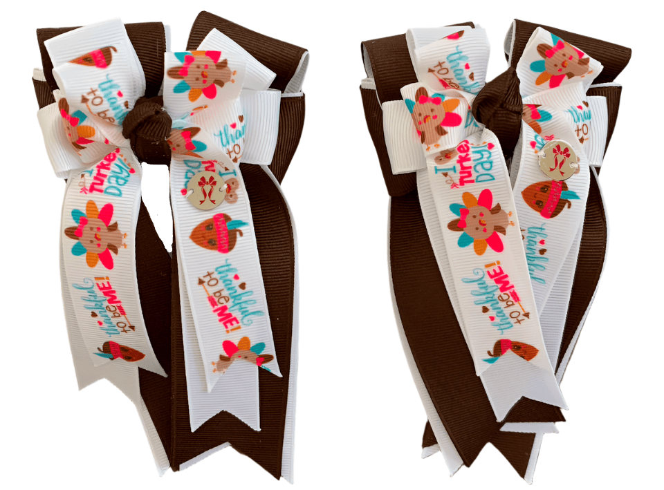 Ponytail Bows Online 3" Tails PonyTail Bows- Thanksgiving equestrian team apparel online tack store mobile tack store custom farm apparel custom show stable clothing equestrian lifestyle horse show clothing riding clothes PonyTail Bows- Thanksgiving horses equestrian tack store