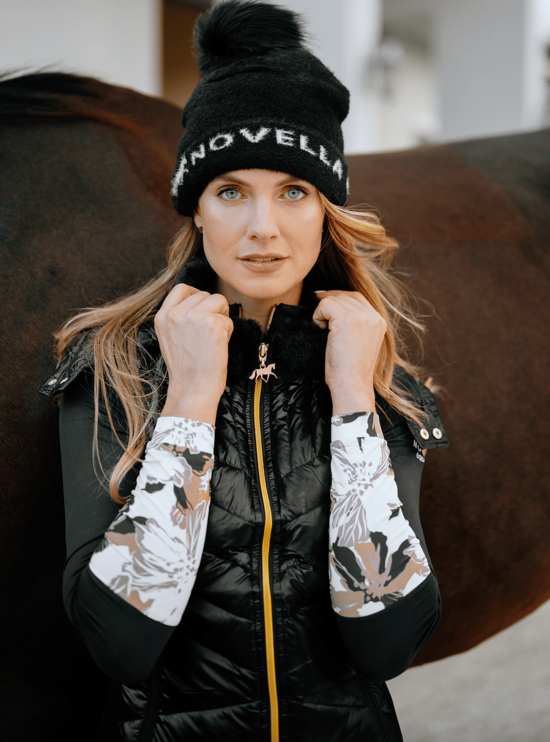 Novella Equestrian Hats Novella- Pom Jacquard Hat equestrian team apparel online tack store mobile tack store custom farm apparel custom show stable clothing equestrian lifestyle horse show clothing riding clothes Novella- Pom Jacquard Hat horses equestrian tack store