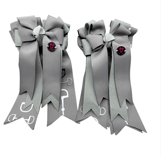 Ponytail Bows Online 3" Tails PonyTail Bows- Grey Glitter Bits equestrian team apparel online tack store mobile tack store custom farm apparel custom show stable clothing equestrian lifestyle horse show clothing riding clothes PonyTail Bows- Grey Glitter Bits horses equestrian tack store