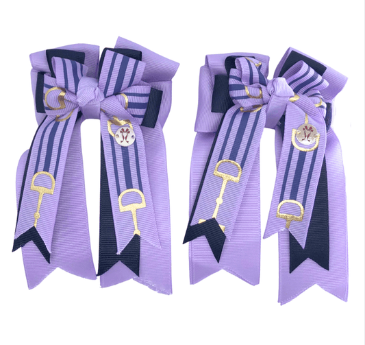 Ponytail Bows Online 3" Tails Navy Lilac Bits PonyTail Bows equestrian team apparel online tack store mobile tack store custom farm apparel custom show stable clothing equestrian lifestyle horse show clothing riding clothes Navy Lilac Bits PonyTail Bows horses equestrian tack store