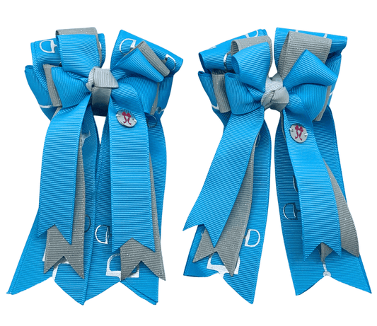 Ponytail Bows Online 3" Tails PonyTail Bows- Fountain Blue Grey Bits equestrian team apparel online tack store mobile tack store custom farm apparel custom show stable clothing equestrian lifestyle horse show clothing riding clothes PonyTail Bows- Fountain Blue Grey Bits horses equestrian tack store