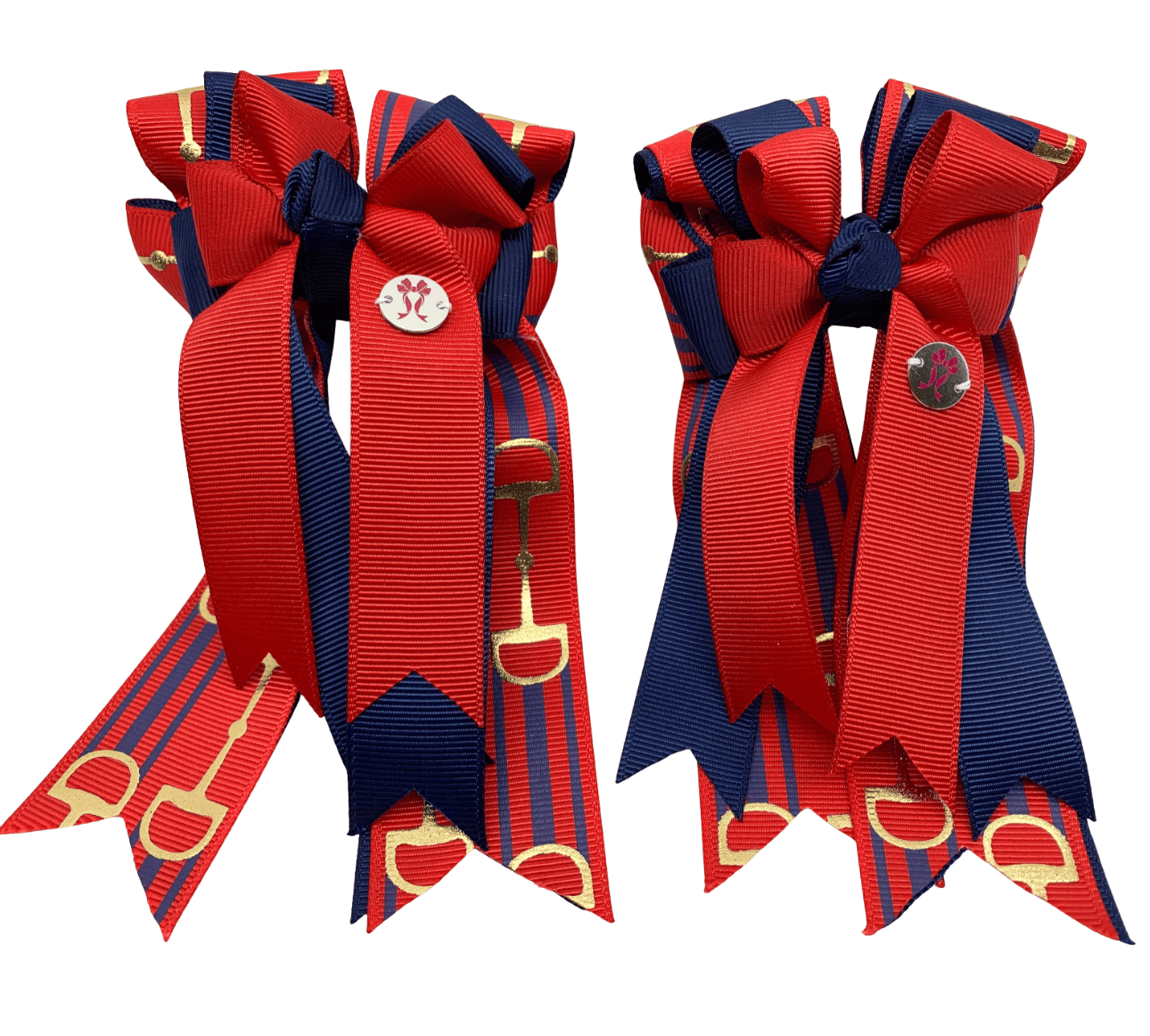 Ponytail Bows Online 3" Tails PonyTail Bows- Red/Navy Bits equestrian team apparel online tack store mobile tack store custom farm apparel custom show stable clothing equestrian lifestyle horse show clothing riding clothes PonyTail Bows- Red/Navy Bits horses equestrian tack store