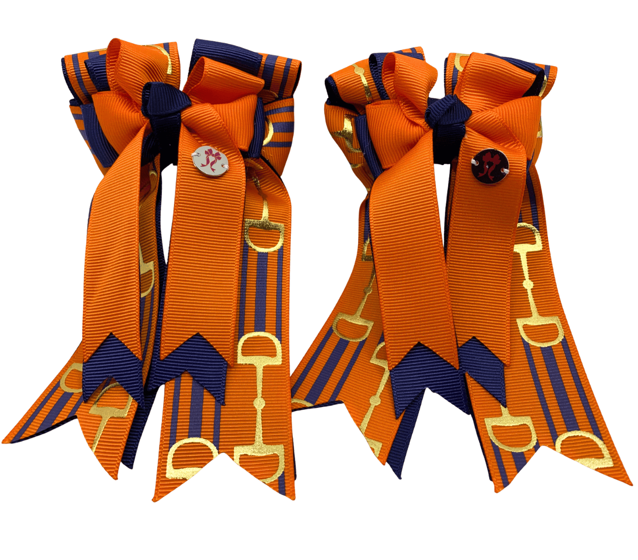 Ponytail Bows Online 3" Tails PonyTail Bows- Orange Crush with Navy Bits equestrian team apparel online tack store mobile tack store custom farm apparel custom show stable clothing equestrian lifestyle horse show clothing riding clothes PonyTail Bows- Orange Crush with Navy Bits horses equestrian tack store