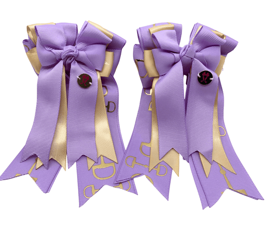 Ponytail Bows Online 3" Tails PonyTail Bows-Lavender/Gold Bits equestrian team apparel online tack store mobile tack store custom farm apparel custom show stable clothing equestrian lifestyle horse show clothing riding clothes PonyTail Bows-Lavender/Gold Bits horses equestrian tack store