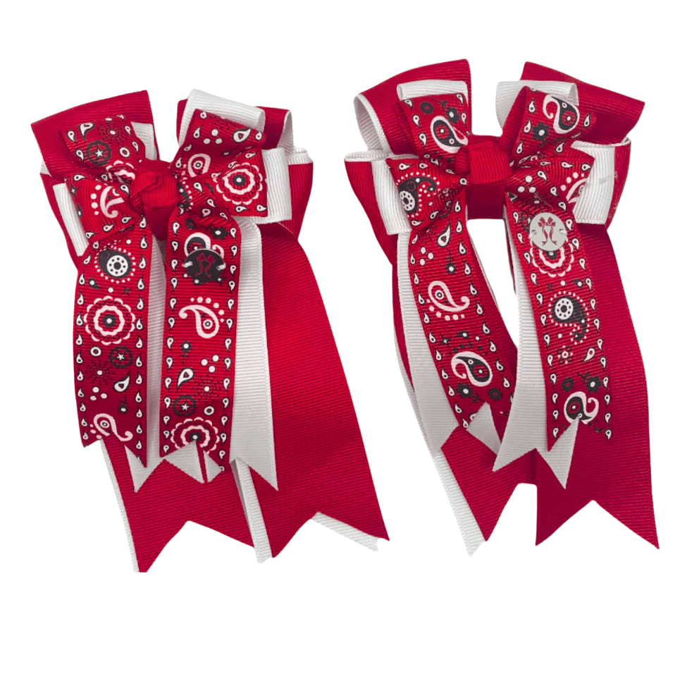Ponytail Bows Online 3" Tails PonyTail Bows- Red Bandana equestrian team apparel online tack store mobile tack store custom farm apparel custom show stable clothing equestrian lifestyle horse show clothing riding clothes PonyTail Bows- Red Bandana horses equestrian tack store