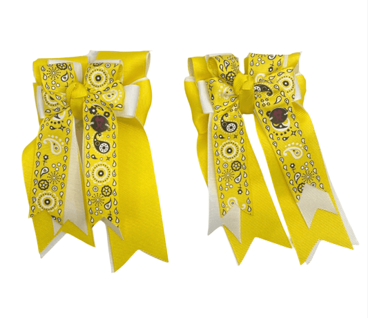 Ponytail Bows Online 3" Tails PonyTail Bows - Yellow Bandana equestrian team apparel online tack store mobile tack store custom farm apparel custom show stable clothing equestrian lifestyle horse show clothing riding clothes PonyTail Bows - Yellow Bandana horses equestrian tack store