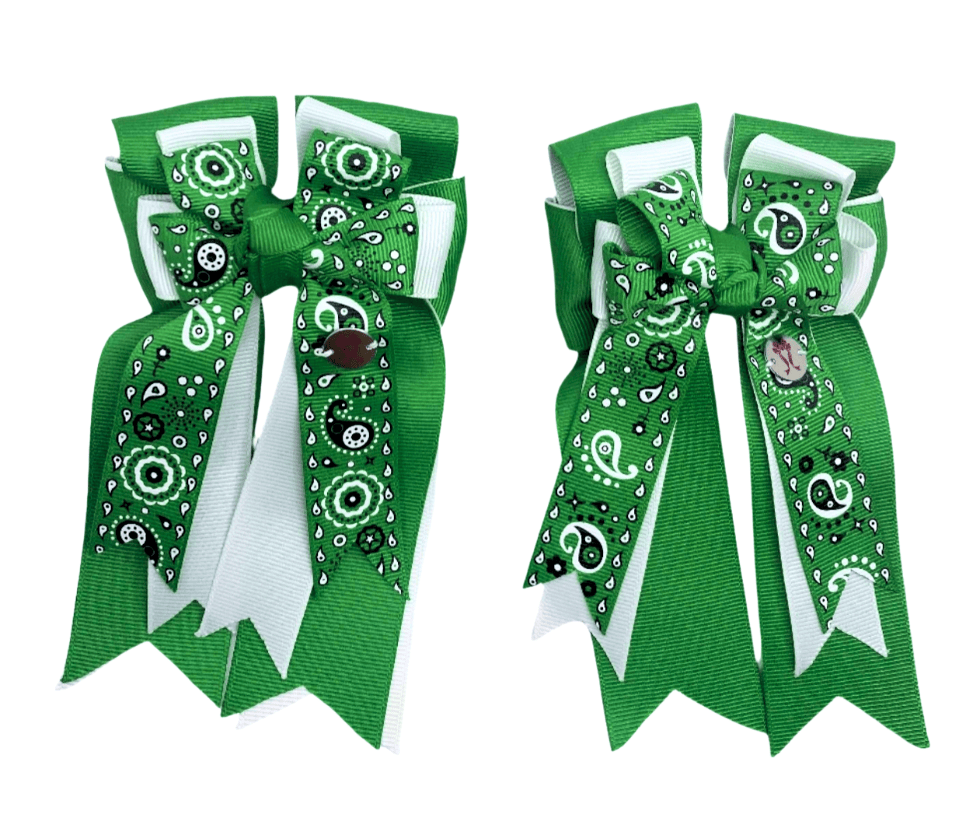 Ponytail Bows Online 3" Tails PonyTail Bows - Green Bandana equestrian team apparel online tack store mobile tack store custom farm apparel custom show stable clothing equestrian lifestyle horse show clothing riding clothes PonyTail Bows - Green Bandana horses equestrian tack store