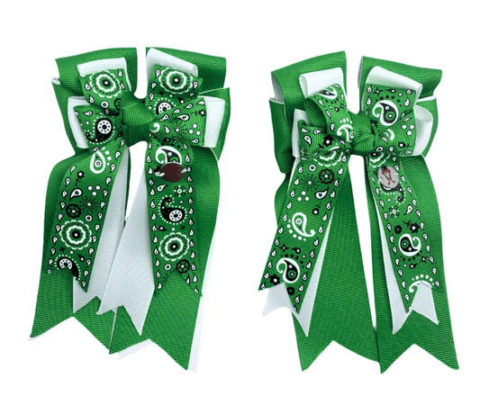 Ponytail Bows Online 3" Tails PonyTail Bows - Green Bandana equestrian team apparel online tack store mobile tack store custom farm apparel custom show stable clothing equestrian lifestyle horse show clothing riding clothes PonyTail Bows - Green Bandana horses equestrian tack store
