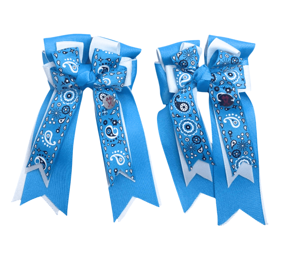 Ponytail Bows Online 3" Tails PonyTail Bows - Ocean Blue Bandana equestrian team apparel online tack store mobile tack store custom farm apparel custom show stable clothing equestrian lifestyle horse show clothing riding clothes PonyTail Bows - Ocean Blue Bandana horses equestrian tack store