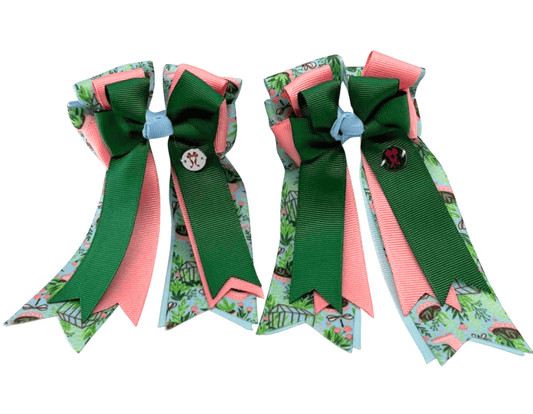 Ponytail Bows Online 3" Tails Garden Party - Hunter Green PonyTail Bows equestrian team apparel online tack store mobile tack store custom farm apparel custom show stable clothing equestrian lifestyle horse show clothing riding clothes Garden Party - Hunter Green PonyTail Bows horses equestrian tack store