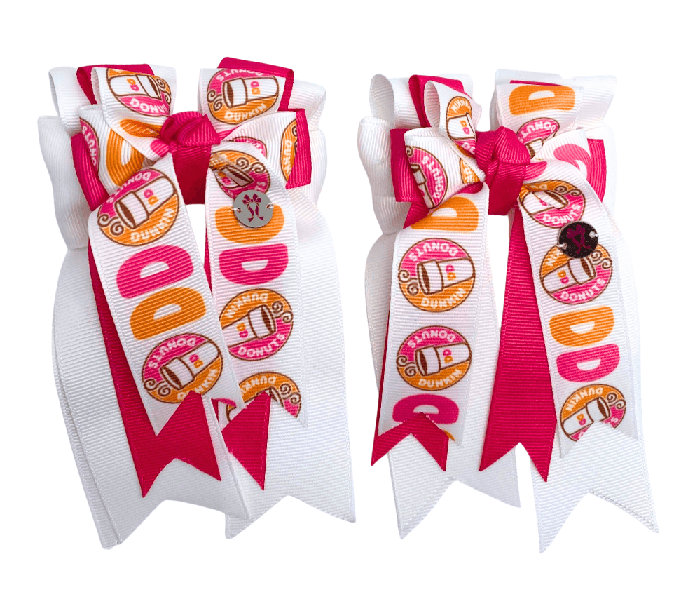 Ponytail Bows Online 3" Tails Dunkin Pink PonyTail Bows equestrian team apparel online tack store mobile tack store custom farm apparel custom show stable clothing equestrian lifestyle horse show clothing riding clothes Dunkin Pink PonyTail Bows horses equestrian tack store