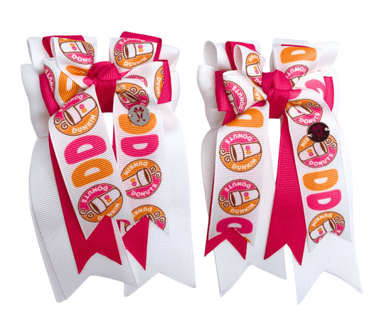 Ponytail Bows Online 3" Tails Dunkin Pink PonyTail Bows equestrian team apparel online tack store mobile tack store custom farm apparel custom show stable clothing equestrian lifestyle horse show clothing riding clothes Dunkin Pink PonyTail Bows horses equestrian tack store