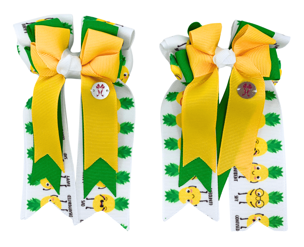 Ponytail Bows Online 3" Tails PonyTail Bows- Pineapple Emotions equestrian team apparel online tack store mobile tack store custom farm apparel custom show stable clothing equestrian lifestyle horse show clothing riding clothes PonyTail Bows- Pineapple Emotions horses equestrian tack store