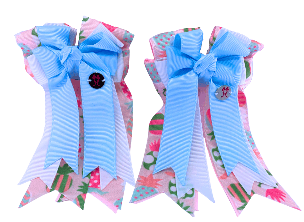 Ponytail Bows Online 3" Tails PonyTail Bows- Pineapple Fun Baby Blue equestrian team apparel online tack store mobile tack store custom farm apparel custom show stable clothing equestrian lifestyle horse show clothing riding clothes PonyTail Bows- Pineapple Fun Baby Blue horses equestrian tack store