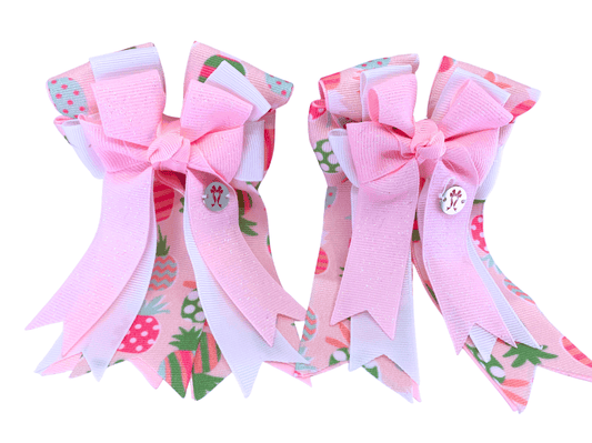 Ponytail Bows Online 3" Tails PonyTail Bows- Pineapple Fun Pink equestrian team apparel online tack store mobile tack store custom farm apparel custom show stable clothing equestrian lifestyle horse show clothing riding clothes PonyTail Bows- Pineapple Fun Pink horses equestrian tack store