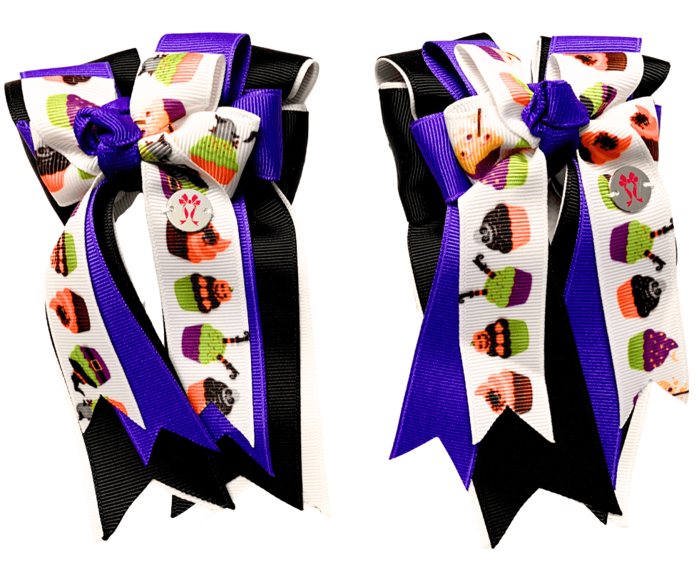 Ponytail Bows Online 3" Tails Halloween Cupcakes PonyTail Bows equestrian team apparel online tack store mobile tack store custom farm apparel custom show stable clothing equestrian lifestyle horse show clothing riding clothes Halloween Cupcakes PonyTail Bows horses equestrian tack store