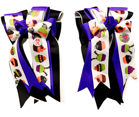 Ponytail Bows Online 3" Tails Halloween Cupcakes PonyTail Bows equestrian team apparel online tack store mobile tack store custom farm apparel custom show stable clothing equestrian lifestyle horse show clothing riding clothes Halloween Cupcakes PonyTail Bows horses equestrian tack store