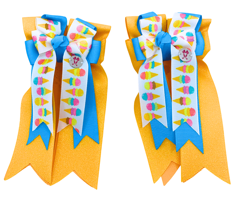 Ponytail Bows Online 3" Tails PonyTail Bows- Ice Cream Sparkle equestrian team apparel online tack store mobile tack store custom farm apparel custom show stable clothing equestrian lifestyle horse show clothing riding clothes PonyTail Bows- Ice Cream Sparkle horses equestrian tack store