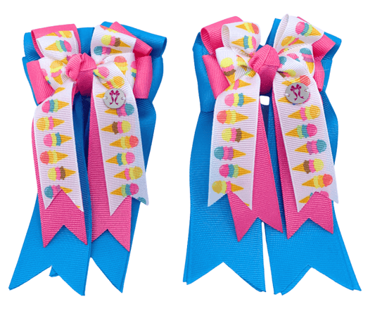 Ponytail Bows Online 3" Tails PonyTail Bows- Ice Cream Blue Base equestrian team apparel online tack store mobile tack store custom farm apparel custom show stable clothing equestrian lifestyle horse show clothing riding clothes PonyTail Bows- Ice Cream Blue Base horses equestrian tack store