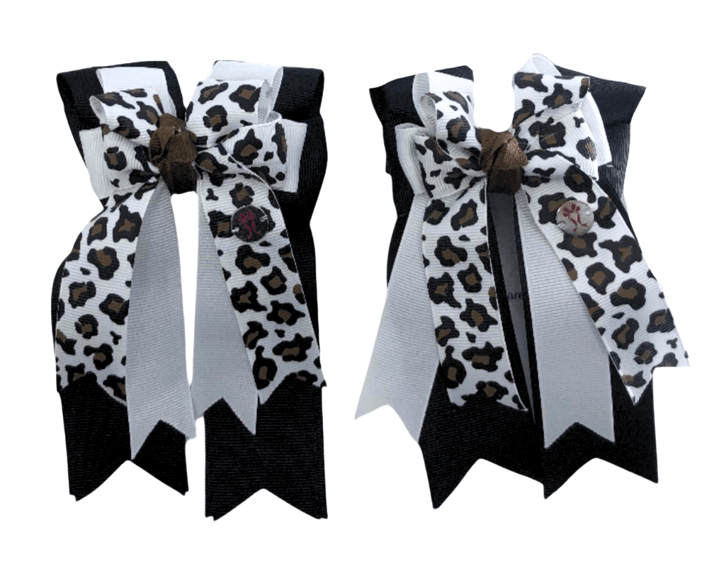 Ponytail Bows Online 3" Tails PonyTail Bows- Leopard (White) equestrian team apparel online tack store mobile tack store custom farm apparel custom show stable clothing equestrian lifestyle horse show clothing riding clothes PonyTail Bows- Leopard (White) horses equestrian tack store
