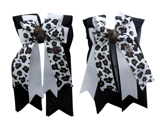 Ponytail Bows Online 3" Tails PonyTail Bows- Leopard (White) equestrian team apparel online tack store mobile tack store custom farm apparel custom show stable clothing equestrian lifestyle horse show clothing riding clothes PonyTail Bows- Leopard (White) horses equestrian tack store