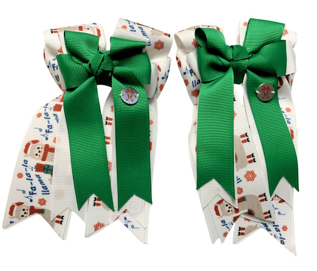 Ponytail Bows Online 3" Tails Green Fa-la-llama PonyTail Bows equestrian team apparel online tack store mobile tack store custom farm apparel custom show stable clothing equestrian lifestyle horse show clothing riding clothes Green Fa-la-llama PonyTail Bows horses equestrian tack store