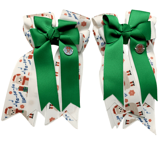 Ponytail Bows Online 3" Tails Green Fa-la-llama PonyTail Bows equestrian team apparel online tack store mobile tack store custom farm apparel custom show stable clothing equestrian lifestyle horse show clothing riding clothes Green Fa-la-llama PonyTail Bows horses equestrian tack store