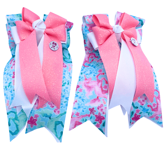 Ponytail Bows Online 3" Tails PonyTail Bows- Unicorn Love-Baby Pink equestrian team apparel online tack store mobile tack store custom farm apparel custom show stable clothing equestrian lifestyle horse show clothing riding clothes PonyTail Bows- Unicorn Love-Baby Pink horses equestrian tack store