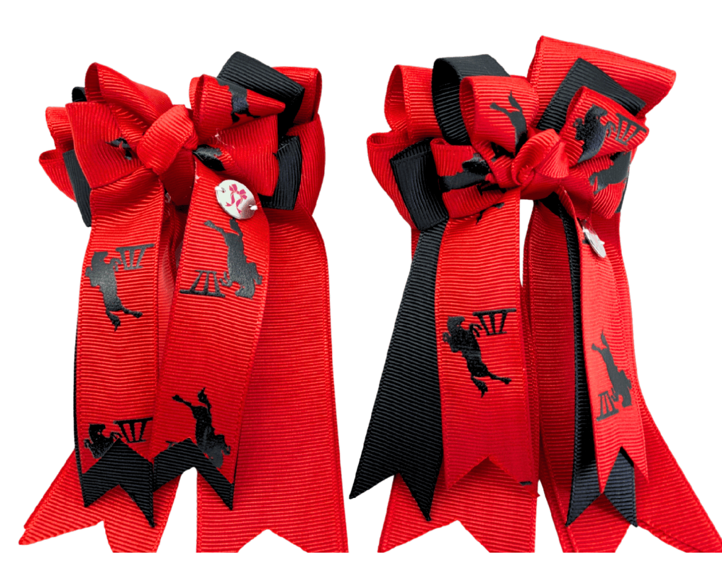 Ponytail Bows Online 3" Tails PonyTail Bows- Show Jumping Red equestrian team apparel online tack store mobile tack store custom farm apparel custom show stable clothing equestrian lifestyle horse show clothing riding clothes PonyTail Bows- Show Jumping Red horses equestrian tack store