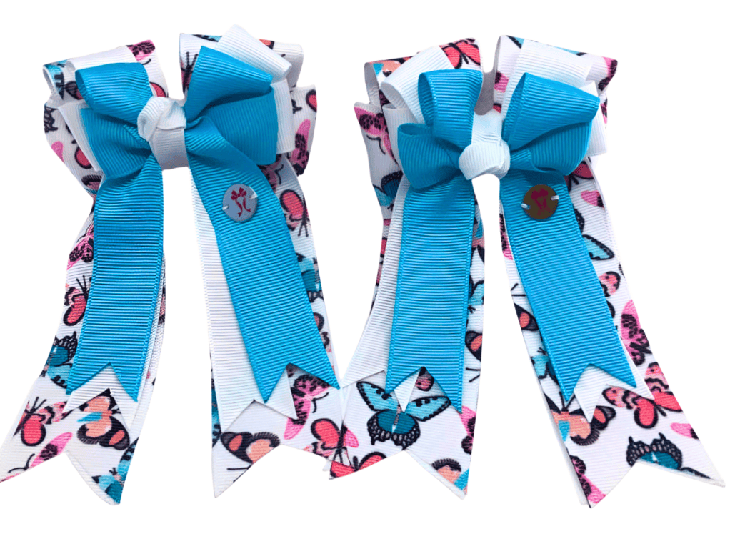Ponytail Bows Online 3" Tails PonyTail Bows- Butterfly (Turquoise) equestrian team apparel online tack store mobile tack store custom farm apparel custom show stable clothing equestrian lifestyle horse show clothing riding clothes PonyTail Bows- Butterfly (Turquoise) horses equestrian tack store