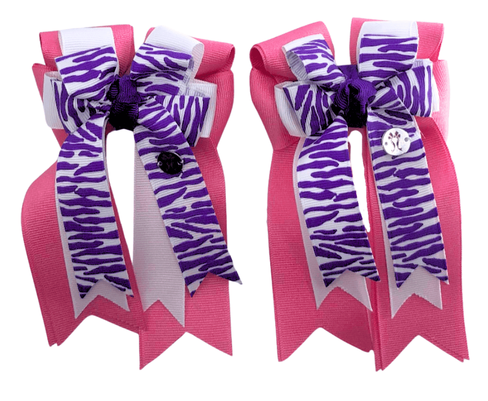 Ponytail Bows Online 3" Tails PonyTail Bows- Zebra (Purple) equestrian team apparel online tack store mobile tack store custom farm apparel custom show stable clothing equestrian lifestyle horse show clothing riding clothes PonyTail Bows- Zebra (Purple) horses equestrian tack store