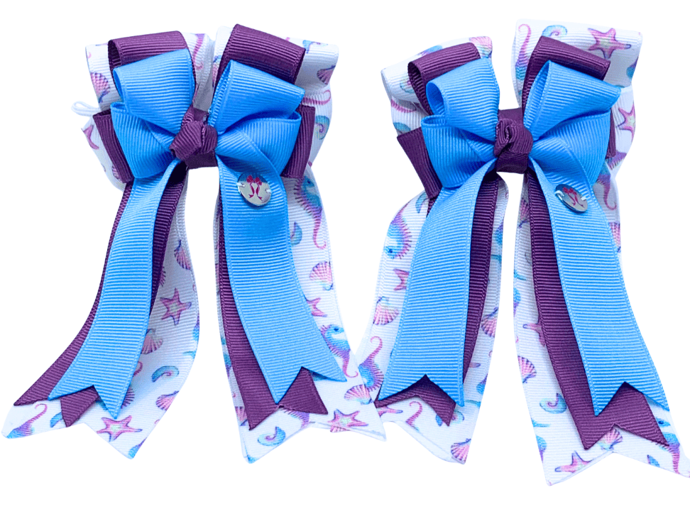 Ponytail Bows Online 3" Tails PonyTail Bows- Seahorse Shells equestrian team apparel online tack store mobile tack store custom farm apparel custom show stable clothing equestrian lifestyle horse show clothing riding clothes PonyTail Bows- Seahorse Shells horses equestrian tack store